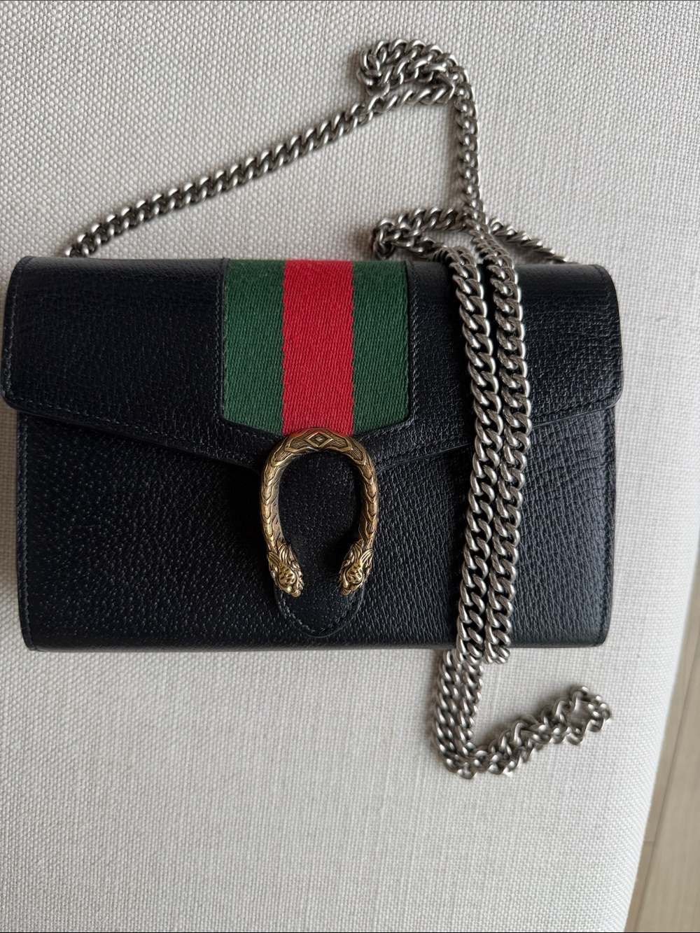 GUCCI Dionysus Black bag with Green and Red iconic Gucci web - Picture 2 of 14